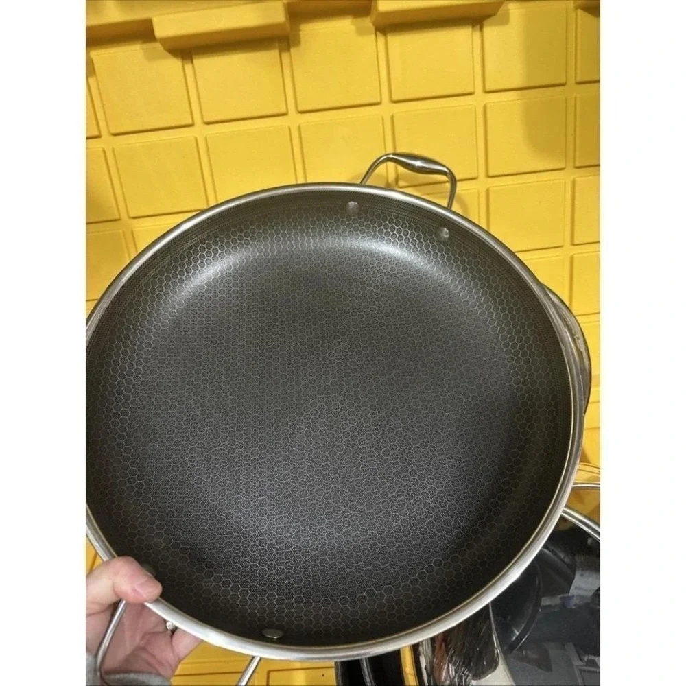 HEXCLAD 5 Piece Nonstick Stainless Steel Frying Pan Set 10 12 and 14